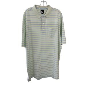 FootJoy Men's‎ Polo Green w/Blue Stripe Size Large Pre-Owned